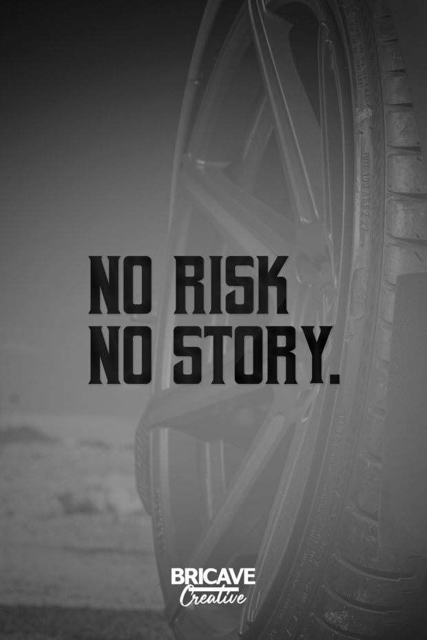 No Risk, No Story Lettering JDM Car-Motorcycle Glass Sticker 19x9,7cm