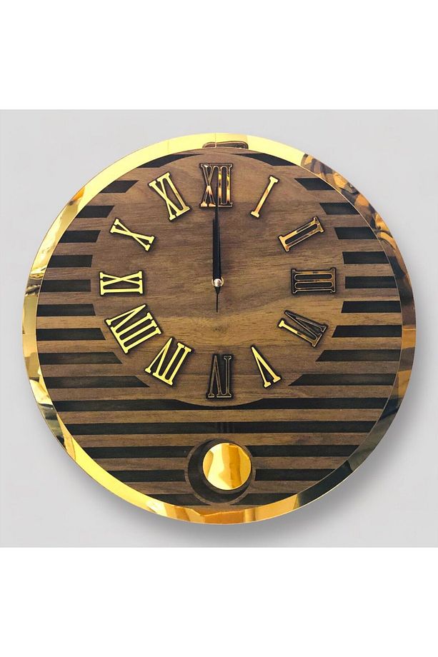 Yuvarlak Model Modern Sarkaclı Duvar Saat, Ahşap Duvar Saati, Duvar Saati, Sarkaclı Saat, Wall Clock - 3