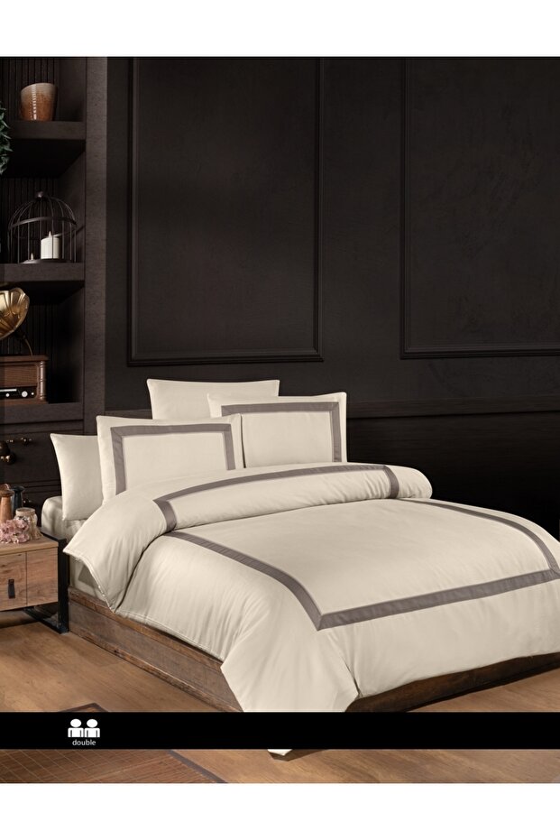 طقم غطاء لحاف فاخر من الساتان من First Choice Belezza Cappuccino