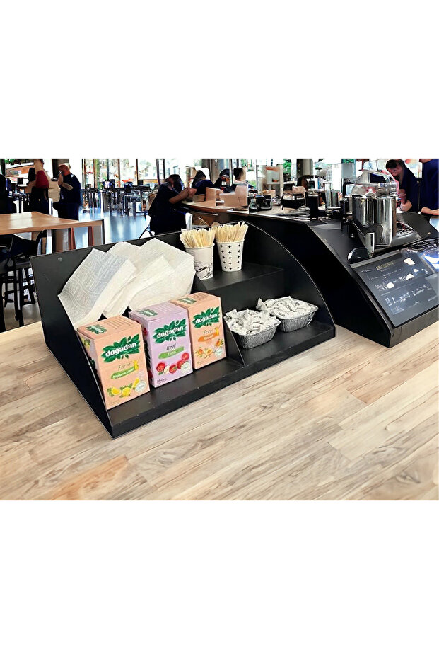 Countertop, Bar Front, Countertop Snack Stand, Countertop Organizer Shelf 50 Cm 2 Tier Model Black