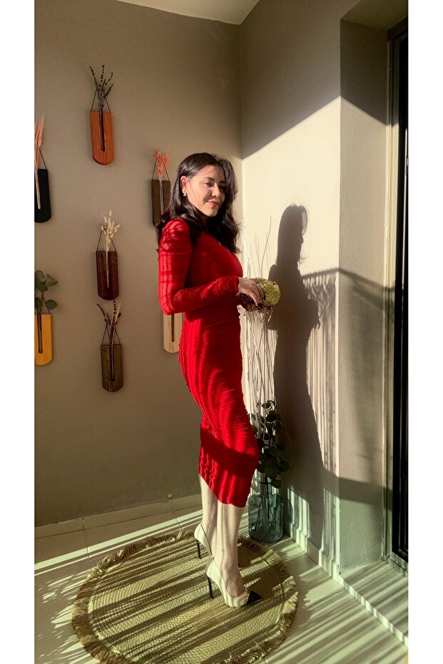 Tek kol tül elbise - 5