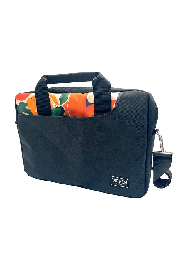 13-14'' Inç Turuncu Soyut Desen Siyah Unisex Laptop/macbook/notebook/bilgisayar/evrak Çantası - 1