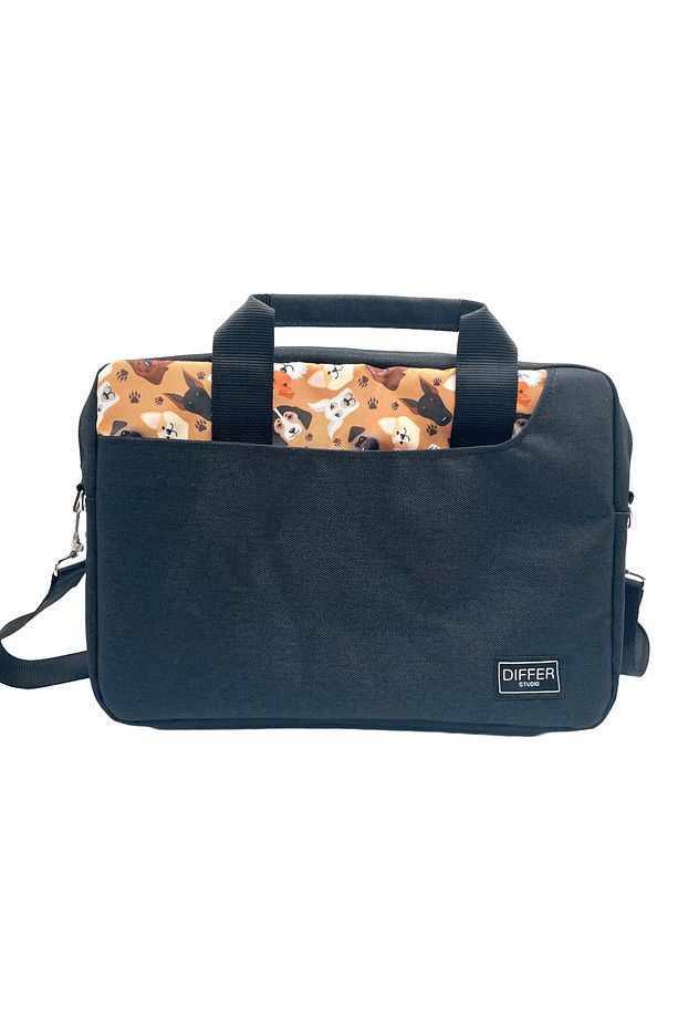 13-14'' Inç Köpek Desen Siyah Unisex Laptop/macbook/notebook/bilgisayar/evrak Çantası - 3