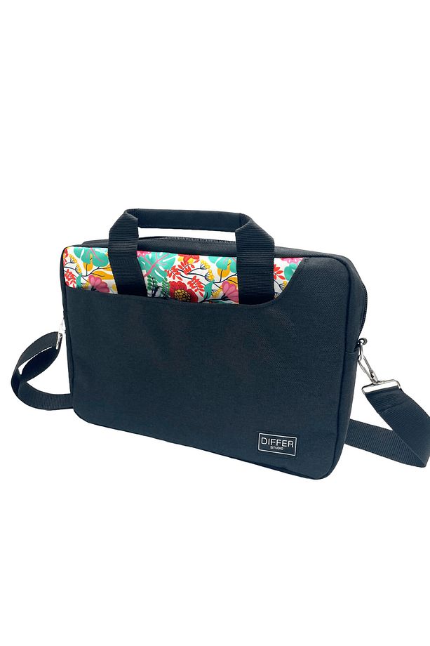 Studio 13-14'' Inç Çiçek Desen Siyah Unisex Laptop/macbook/notebook/bilgisayar/evrak Çantası - 1