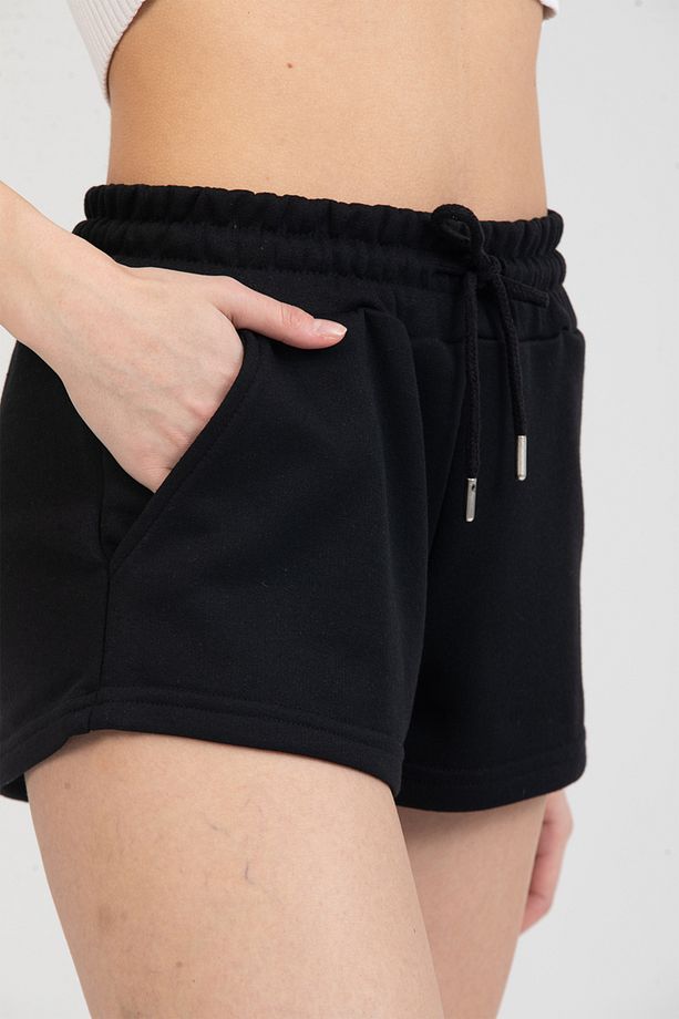 Kadın Beli Lastikli Basic Kısa Cepli Şort - 4