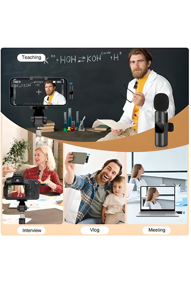 Kablosuz Yaka Mikrofonu Type-C 2'li Mini Mikrofon Youtube Tik Tok 2 Adet - 3