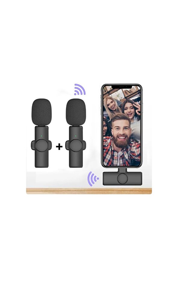 Kablosuz Yaka Mikrofonu Type-C 2'li Mini Mikrofon Youtube Tik Tok 2 Adet - 2