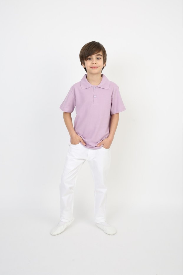 Boy's Suit Lakoos White Pantalon Yellow Turquoise Lilac Red Pink Polo Collar