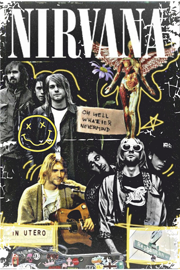 Nirvana Kurt Cobain Rock Music Aesthetic Wall Decor Retro Wood Poster