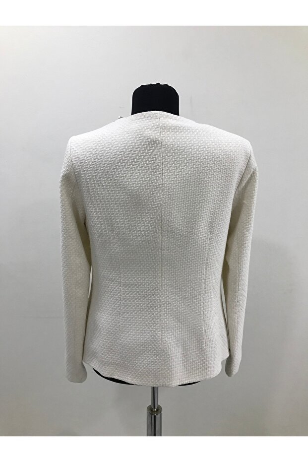 İnci Taşlı Şeritli Ceket - 4