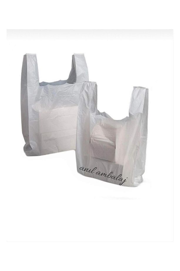 Beyaz poşet büyük boy 1 kg market manav poşeti hışır atlet poşet - 1