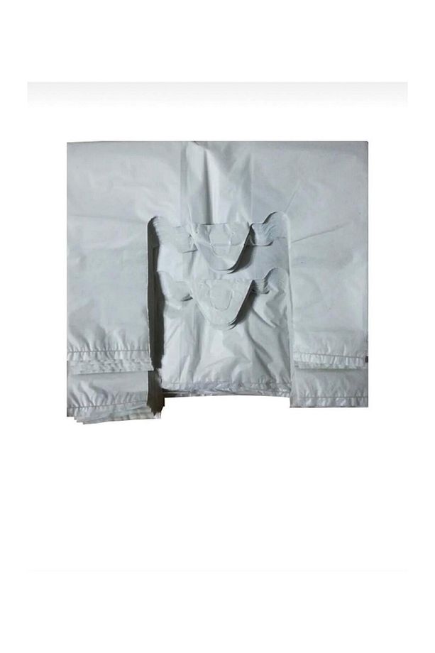 Beyaz poşet büyük boy 1 kg market manav poşeti hışır atlet poşet - 3