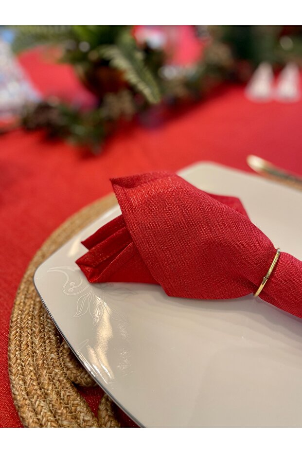 Royal 6 Pieces Glittery Red Napkin Fabric Napkin