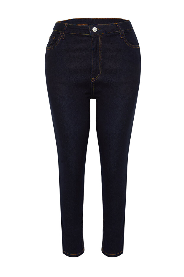 Koyu Mavi Ekstra Esnek/Stretch Büyük Beden Skinny Jeans TBBSS24CJ00006 - 8