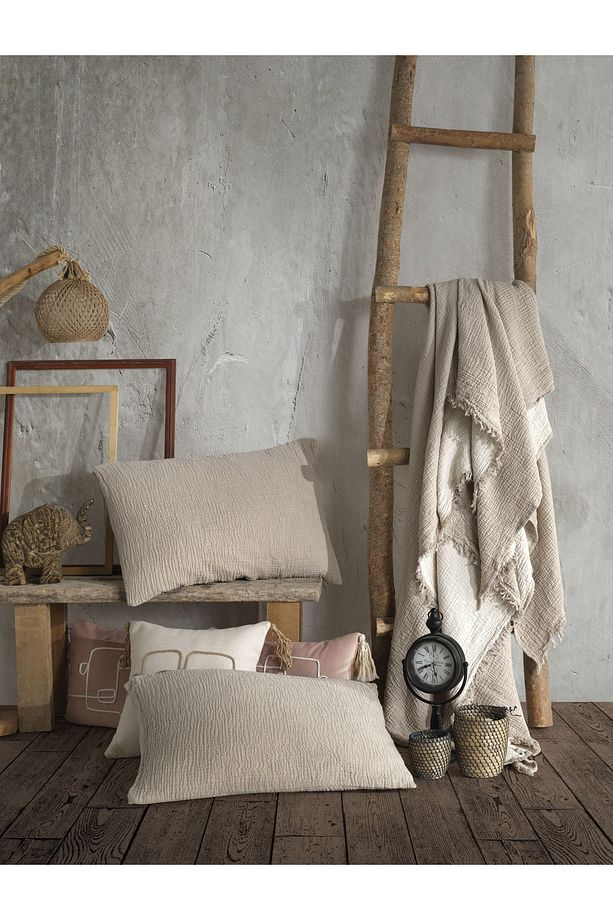 Vizon Tek Kişilik 160 X 240cm Yatak Örtüsü/1 Adet 50x70cm Yastık 4 Katlı Multi Muslin %100 Pamuk - 7
