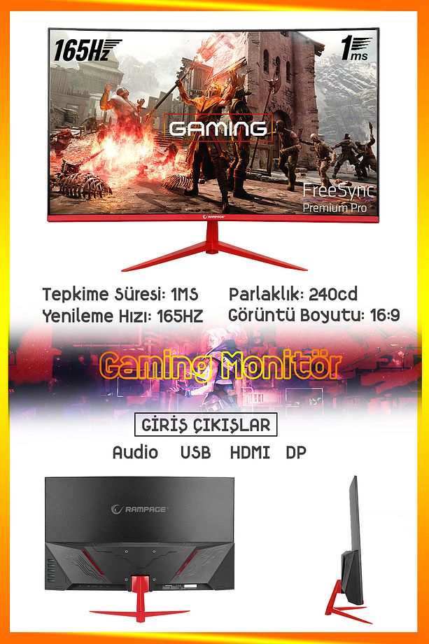 Tsx99 Ryzen 5 3600 32GB DDR4 Ram 512GB SSD RX580 8GB 256Bit 23.8" 165Hz Oyuncu Masaüstü Bilgisayar - 2