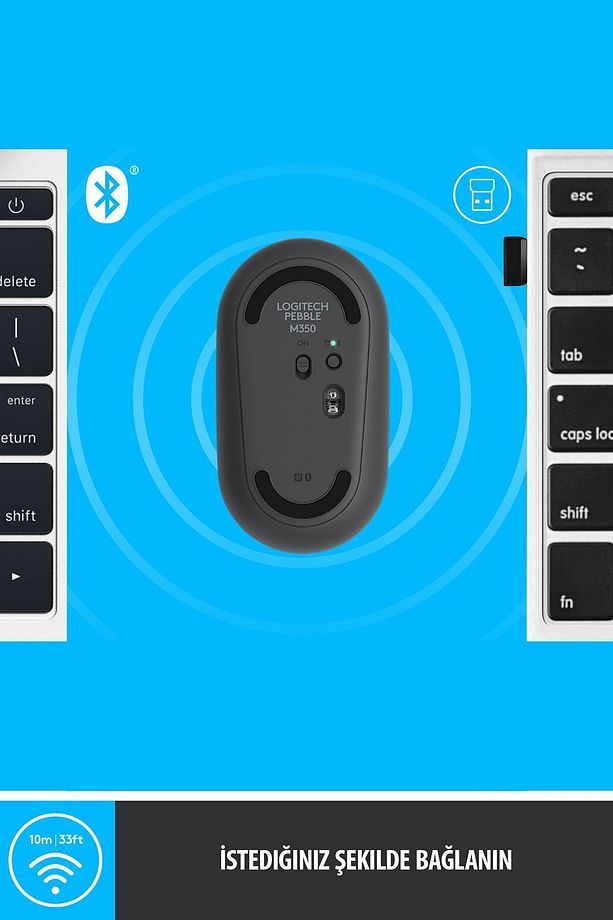 Pebble M350 Kablosuz Bluetooth Mouse Siyah Sessiz - 6