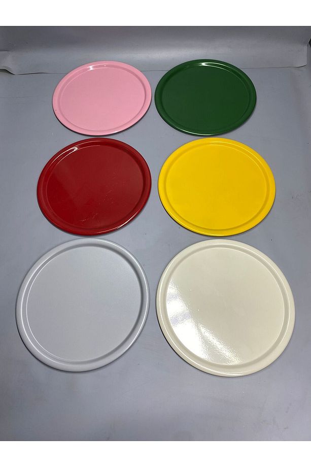 6'lı Mix Set Metal Tek Kişilik Dekoratif Mum, Çay, Kahve Ve Pasta Servisi Sunum Tepsisi 23 Cm - 1