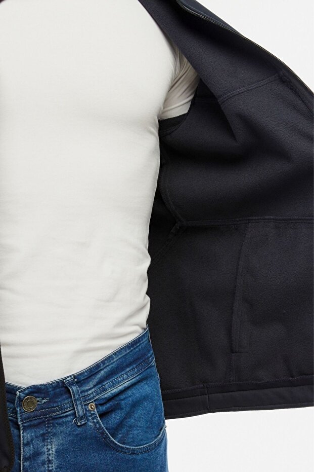 Softshell Coat with Fleece Inside Water and Windproof Pro Model Navy Blue Men - 6
