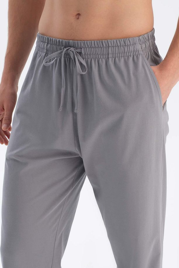 Gri Yarım Patlı Kısa Kollu Örme Pijama Takımı - 6