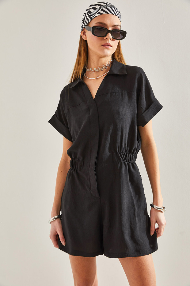 Kadın Basic Beli Lastikli Tulum - 4