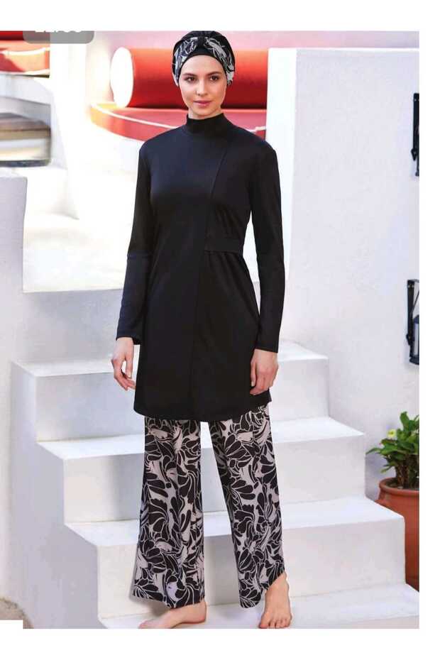 licra large leg patterned full islamic swimsuit