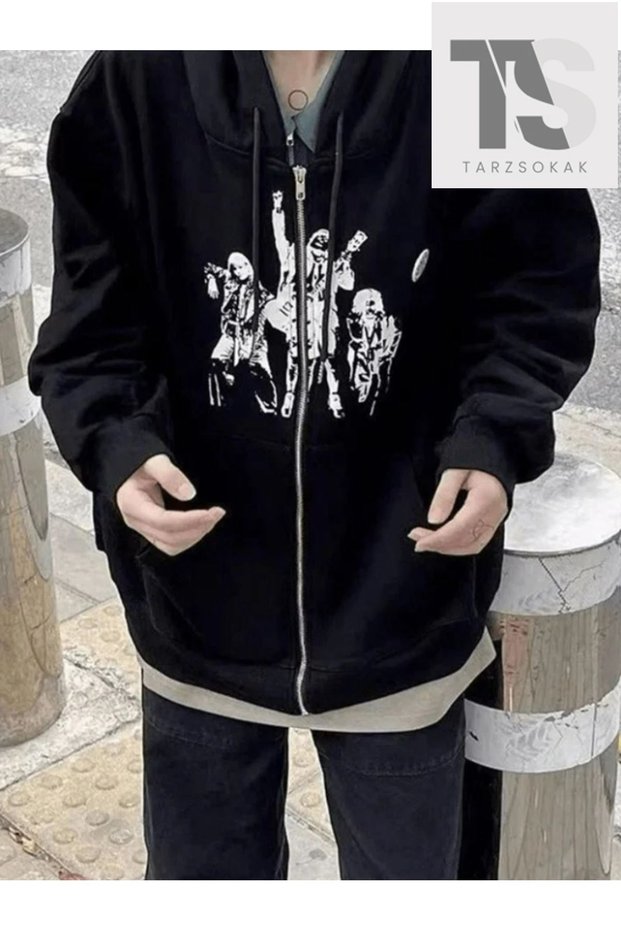 Punk Design Sweatshirt Zippered Cardigan