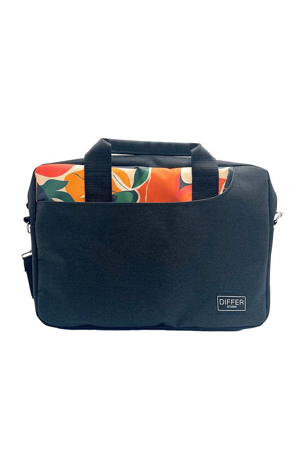 13-14'' Inç Turuncu Soyut Desen Siyah Unisex Laptop/macbook/notebook/bilgisayar/evrak Çantası - 2