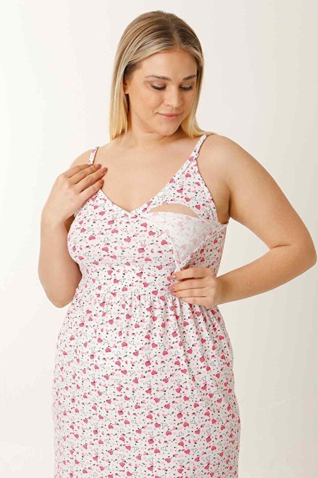 PREGNANT LOHUSA NIGHTWEAR WITH STRING HEART WHITE