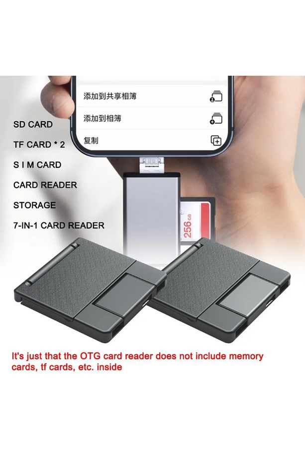 Çok İşlevli 7in1 Otg Usb Kart Okuyucu USB C Adaptörü TF SD Sim Kart Pin Saklama Kutusu için ZR592 - 3