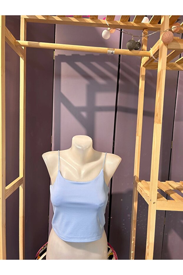 İP ASKILI CROP MAVİ