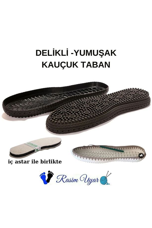 SİYAH ÖRGÜ AYAKKABI TABANI DELİKLİ-YUMUŞAK-ESNEK - 1