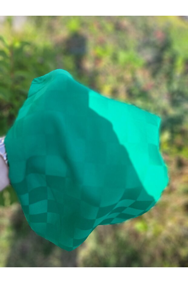Women's Hijab Silky Cotton Jacquard Checkerboard Pattern Shawl*k.benetton