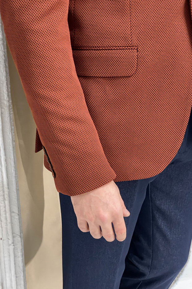 Slim Fit Knitted Tile Jacket - 4