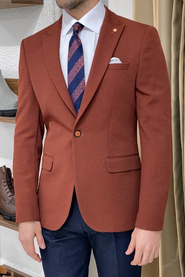 Slim Fit Knitted Tile Jacket - 1