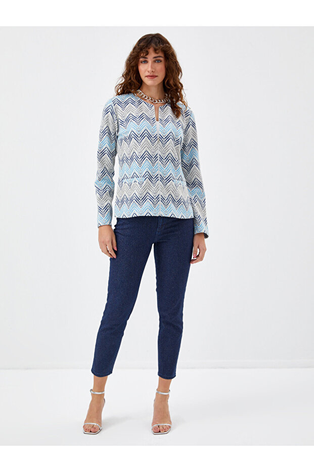 Zigzag Desen Örme Ceket 68232 - 1