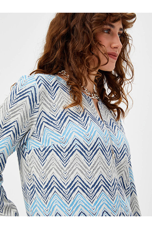 Zigzag Desen Örme Ceket 68232 - 4