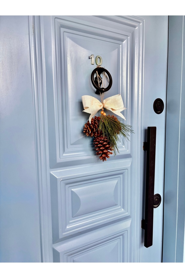 3’lü Kozalak Ev Dekorasyon Kapı Süsü Krem - 3