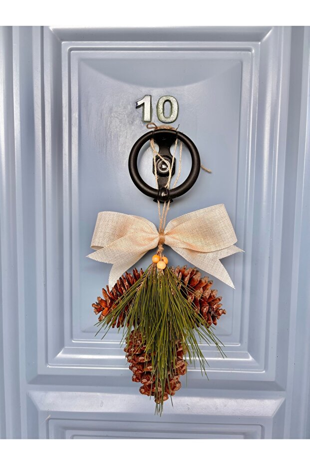 3’lü Kozalak Ev Dekorasyon Kapı Süsü Krem - 1