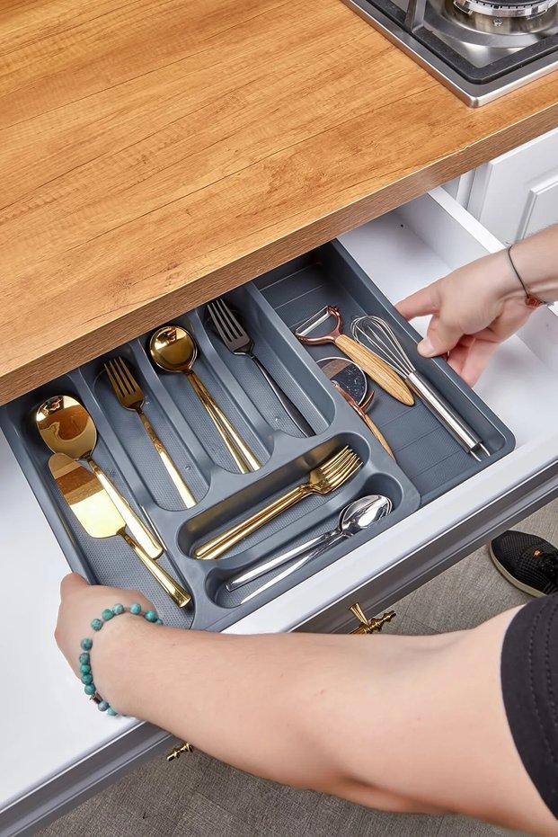 3 Size Adjustable Sliding Sled Spoon Holder Drawer
