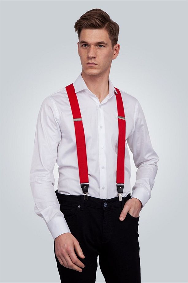 Erkek Kırmızı Pantolon Askısı - 1