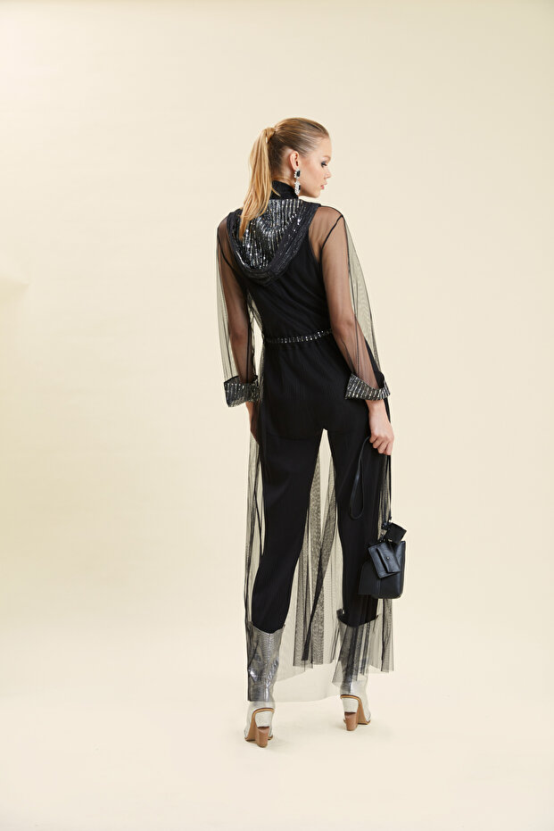 Kapüşonlu Tül Tunik - 4