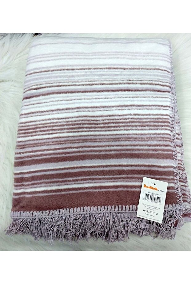 Cotton Laptop TV Blanket (130x170)-Striped Lilac