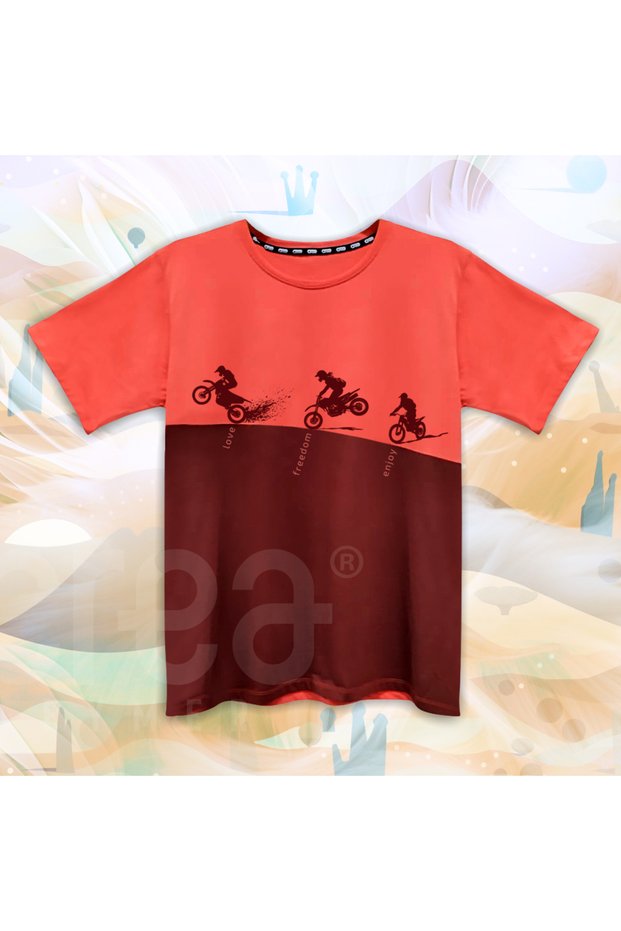 Motor Love Cross Printed Crea Eymer Wear Double Color Crew Neck 100% Cotton T-Shirt Kitten