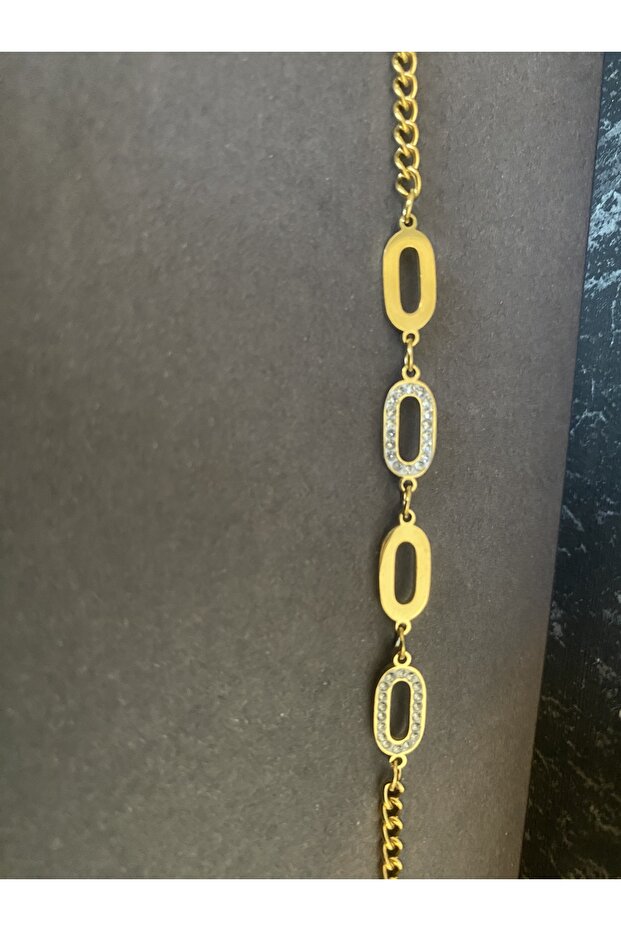 Minimal Elips Taşlı Çelik Bileklik - 5