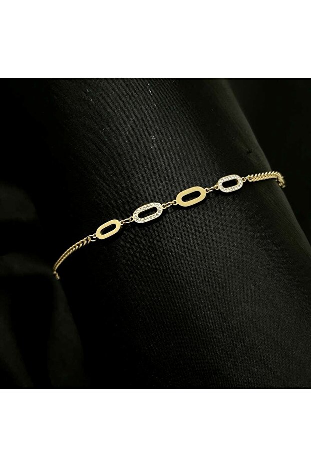 Minimal Elips Taşlı Çelik Bileklik - 1