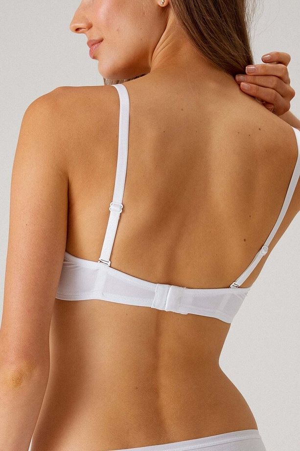2'li Ekonomik Paket Beyaz 6812 Como Balenli Soft Push Up Micro Dekolteli T-Shirt Sütyen Set - 5