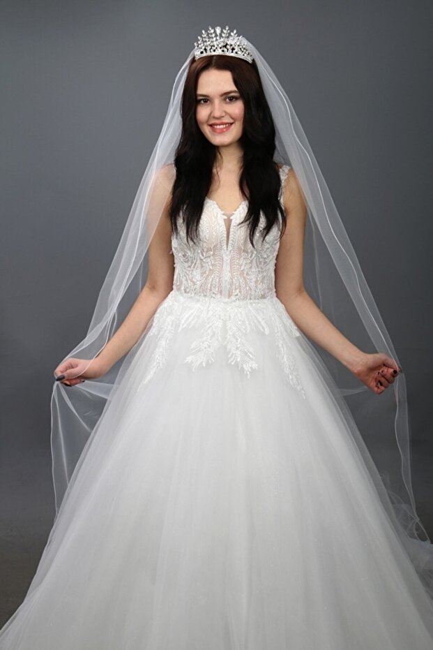 Long Wedding Dress Veil 3 Meters Long White Single Layer 1stQuality Silk Tulle with Comb