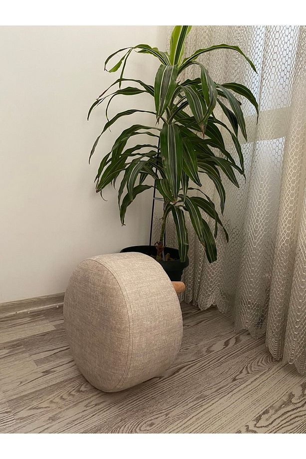Ahşap Ayaklı Keten Kumaş Çocuk Puf&bench Koltuk/tabure - 3