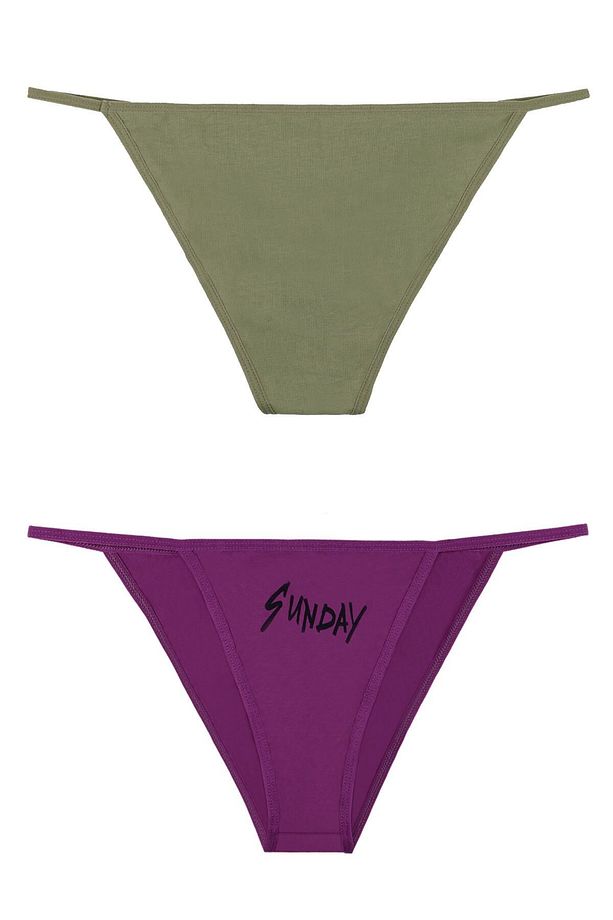 Kadın Gün Baskılı 7'li Ipli Bikini Külot - 3